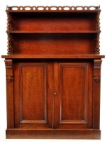 Lot 1286 - A Victorian mahogany chiffonier, the open...