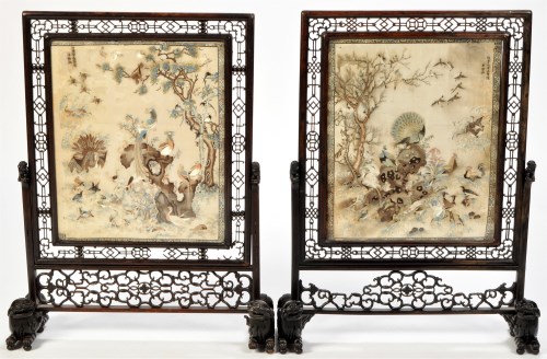 Lot 1327 - A pair of Chinese late 19th Century carved and...