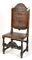 Lot 1342 - A 17th Century style ebonised high back chair,...