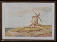 Lot 269 - Claude Hayes (1852-1922) Sheep by a windmill,...