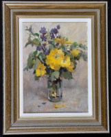 Lot 357 - Gordon Radford (b.1936) Yellow flowers, signed,...