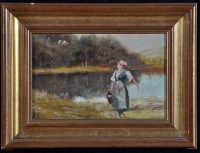 Lot 388 - **** Kermingeant (1853-1918) A farm girl by a...