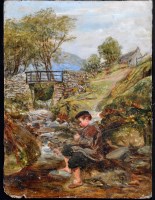 Lot 389 - John Wright Oakes (1820-1887) A boy angler...