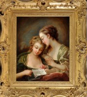 Lot 400 - French School Two young women in 18th Century...