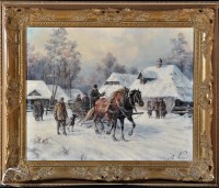 Lot 465 - M*** Vasari (Russian 19th Century) A winter...