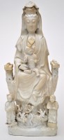 Lot 532 - Chinese Dehua figure of Guanyin and attendants,...