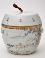 Lot 543 - Chinese covered jar, the lower section with...