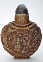 Lot 563 - Chinese biscuit snuff bottle, of flattened...