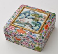 Lot 566 - Chinese Famille Rose square section box and...