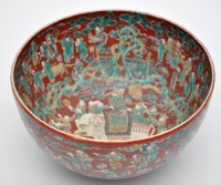 Lot 581 - Sino-Japanese red enamel ground bowl, the...