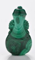 Lot 586 - Malachite flattened baluster shaped snuff...