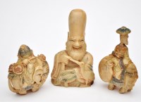 Lot 599 - Three Chinese carved ivory snuff bottles, in...