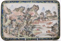 Lot 610 - Chinese Canton enamel rectangular tray,...