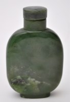 Lot 612 - Green bowenite snuff bottle and stopper, of...