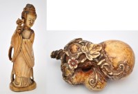 Lot 619 - Chinese bone figure of a robed female figure...