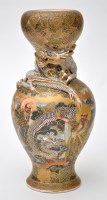 Lot 632 - Satsuma garlic mouth vase, the body with robed...