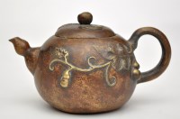 Lot 639 - Small Japanese bronze teapot and cover, the...