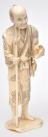 Lot 642 - Japanese carved part ivory figure of a river...