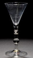 Lot 657 - Large drawn trumpet bowl goblet, raised on a...