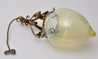 Lot 675 - A Victorian Art Nouveau vaseline glass lantern...