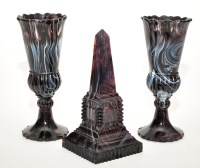 Lot 687 - Three pieces of marbled purple glass of 'North...