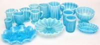 Lot 694 - Various pieces of blue and opaque glassware of...