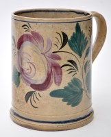 Lot 701 - Painted pearlware tankard of possible 'North...