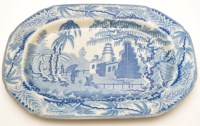 Lot 705 - Pearlware blue and white serving dish of...