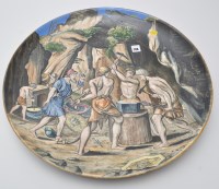 Lot 708 - Painted earthenware charger, with ''The...