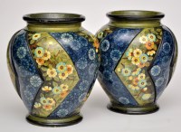 Lot 714 - Pair of Doulton, Lambeth stoneware jars, of...