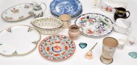 Lot 737 - Bone China Bordaloue, length 24cm; four blue...