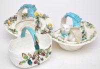 Lot 743 - Two bone china hat-shaped baskets, one with a...