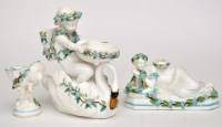 Lot 744 - Two bone china salts, with turquoise enamel...