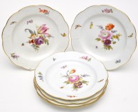 Lot 786 - Set of six floral decorated plates, each with...