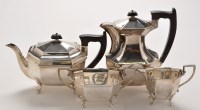 Lot 814 - George VI four piece tea service, by Viners,...