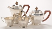 Lot 828 - A George VI four piece tea service, by Adie...