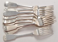 Lot 845 - Seven Victorian table forks, various makers...