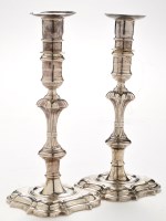 Lot 863 - A pair of mid 18th Century cast silver...