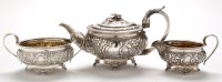 Lot 867 - George III three piece tea service, maker's...