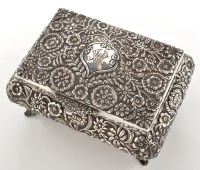 Lot 902 - An Egyptian silver casket, rectangular and...