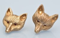 Lot 983 - A pair of 9ct yellow gold fox head pattern...