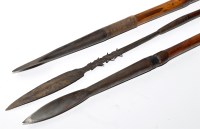 Lot 1049 - Two 1868 pattern steel lance heads, on bamboo...