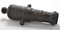 Lot 1058 - A cast iron black painted deck cannon, 50cms...