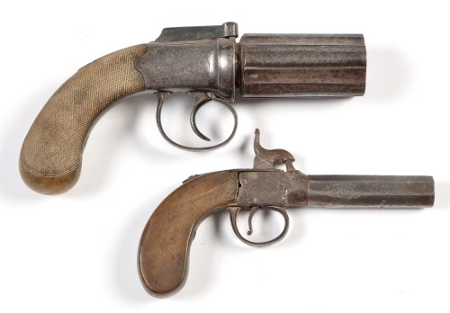 Lot 1060 - A mid 19th Century fifty bore five shot...