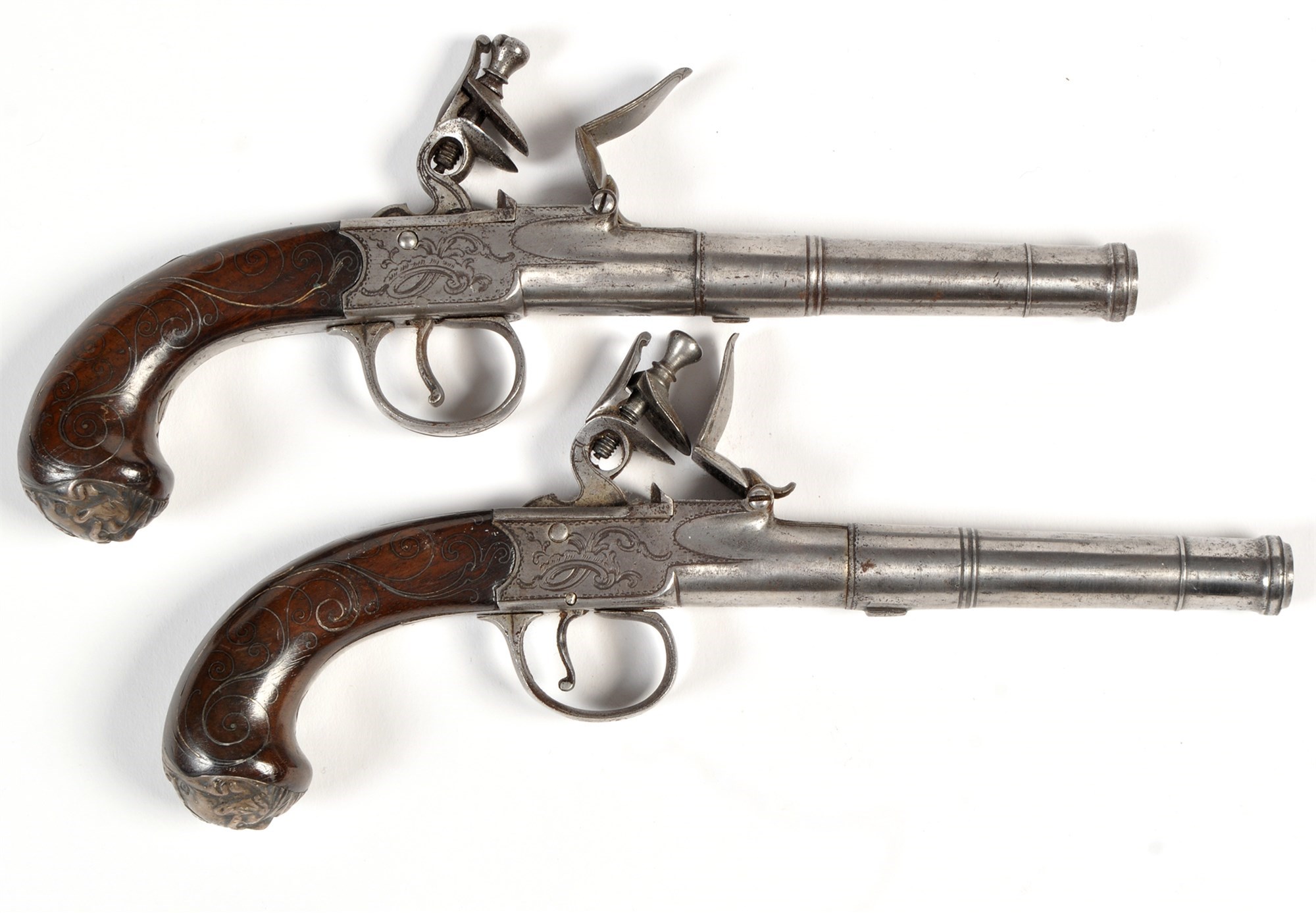 Lot 1073 - A pair of late 18th Century flintlock