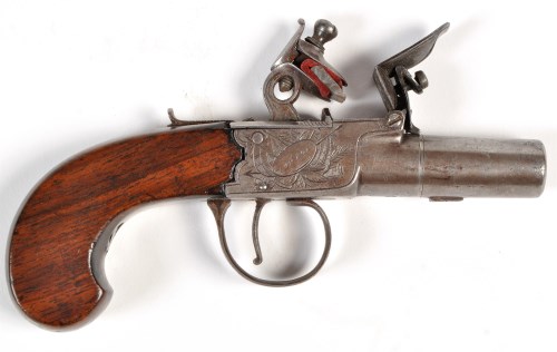 Lot 1076 - An 18th Century flintlock pistol, the short...