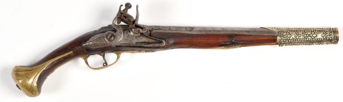 Lot 1085 - An 18th Century and later flintlock pistol,...