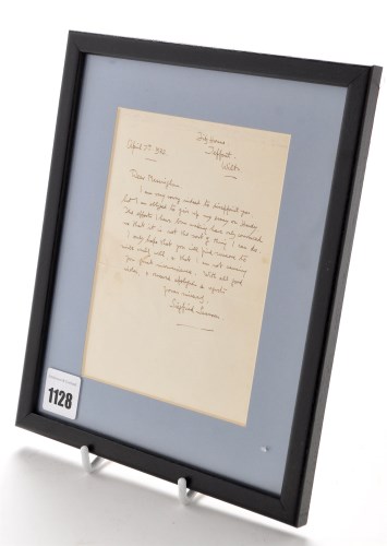 Lot 1128 - Siegfried Sassoon (1886-1967): a signed letter,...