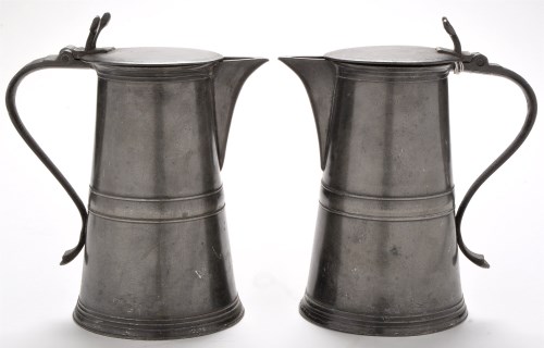 Lot 1148 - A pair of George III Scottish pewter wine...