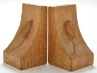 Lot 1180 - A pair Robert 'Mouseman' Thompson carved oak...